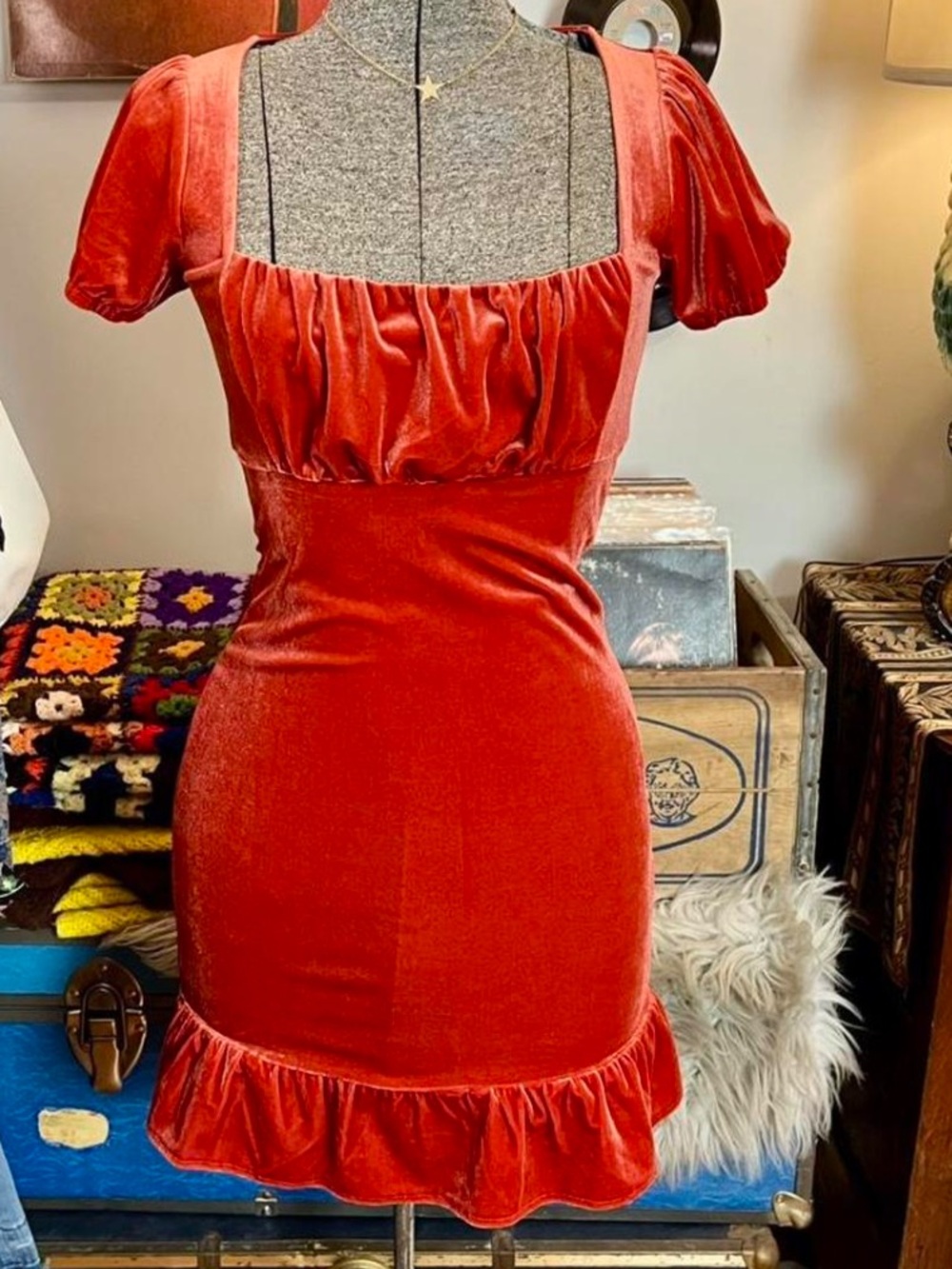 Forever 21 Rust-Orange Velvet Midi Dress